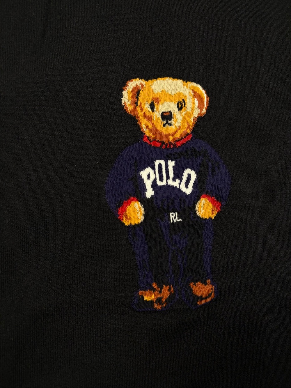 Polo Ralph Lauren Polo Bear Black Short Sleeve Knit Sweater Medium Stretch - Picture 2 of 5